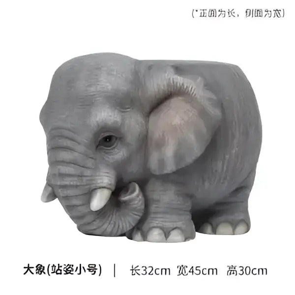 Gray Elephant Footstool