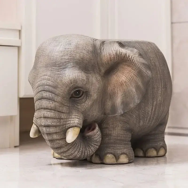 Gray Elephant Footstool