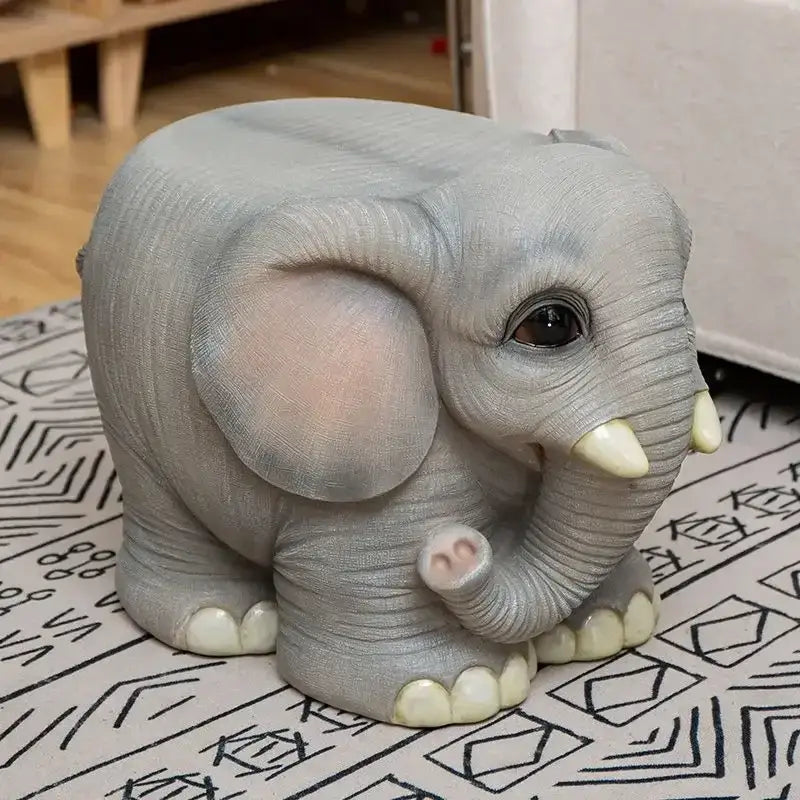 Gray Elephant Footstool