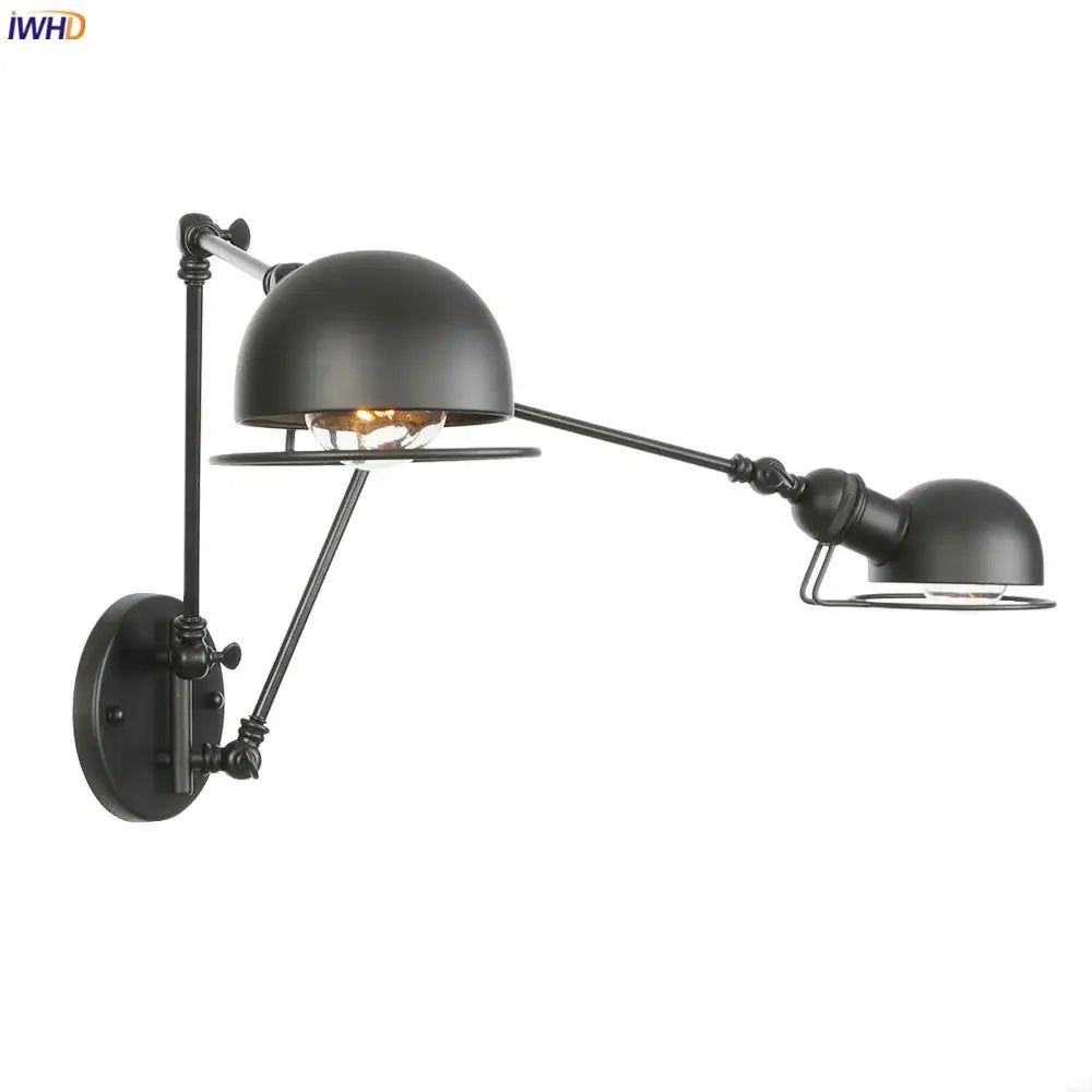 Black Adjustable Dual Dome Wall Sconce