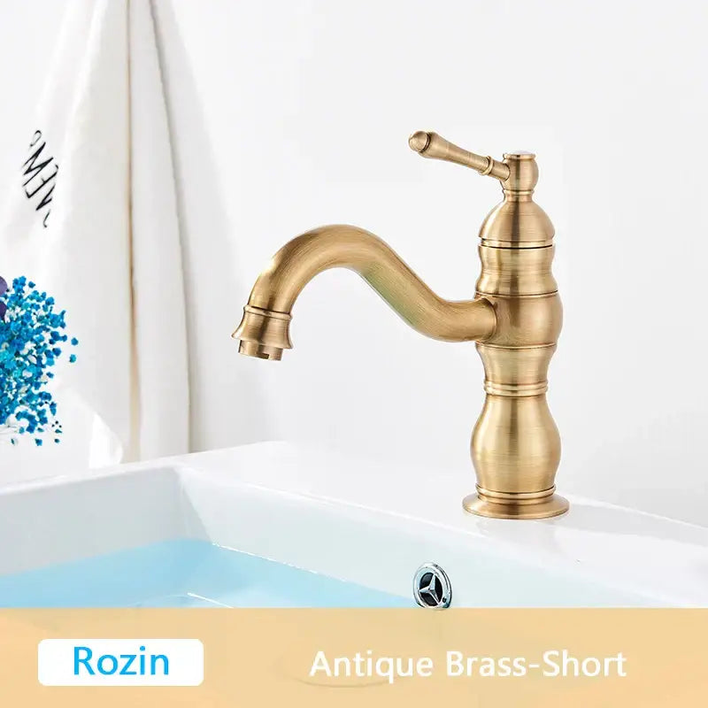 Antique Brass Basin Faucet Single Handle