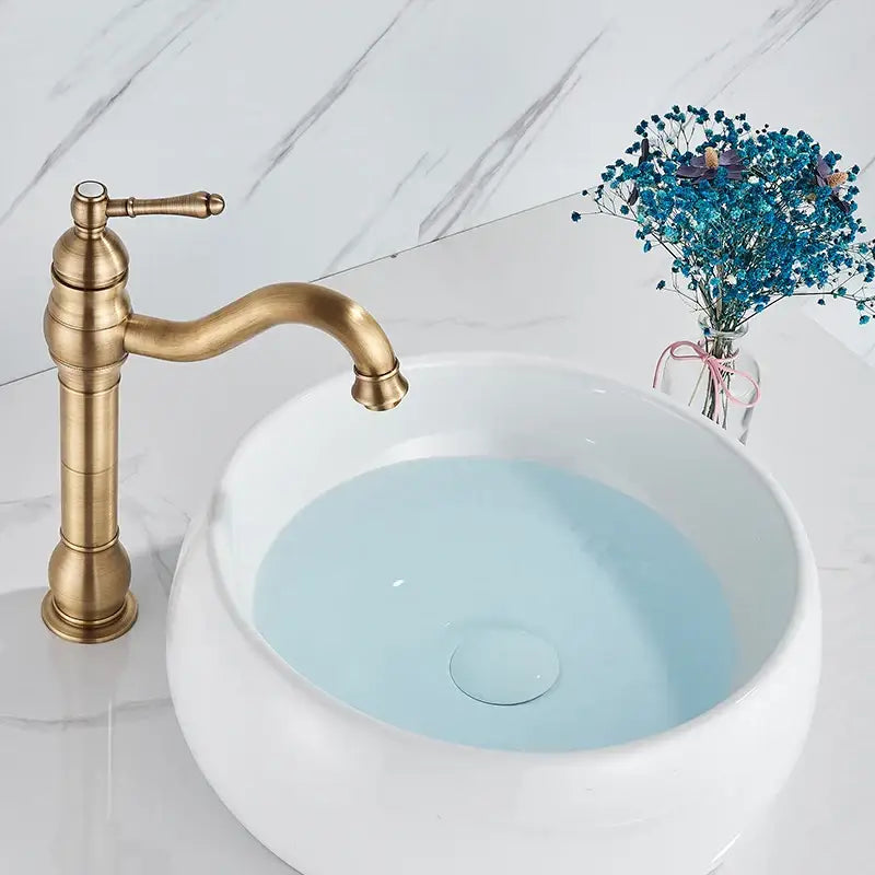 Antique Brass Basin Faucet Single Handle