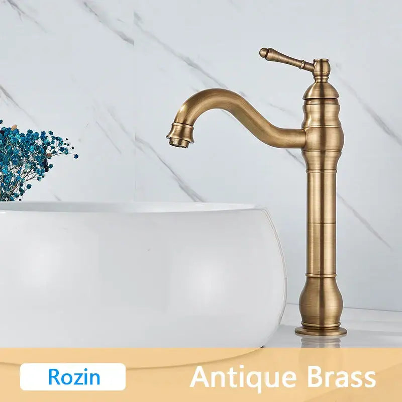 Antique Brass Basin Faucet Single Handle