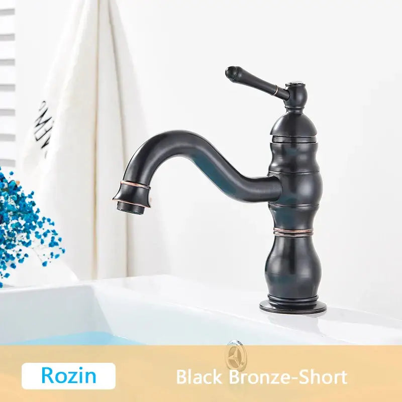 Antique Brass Basin Faucet Single Handle
