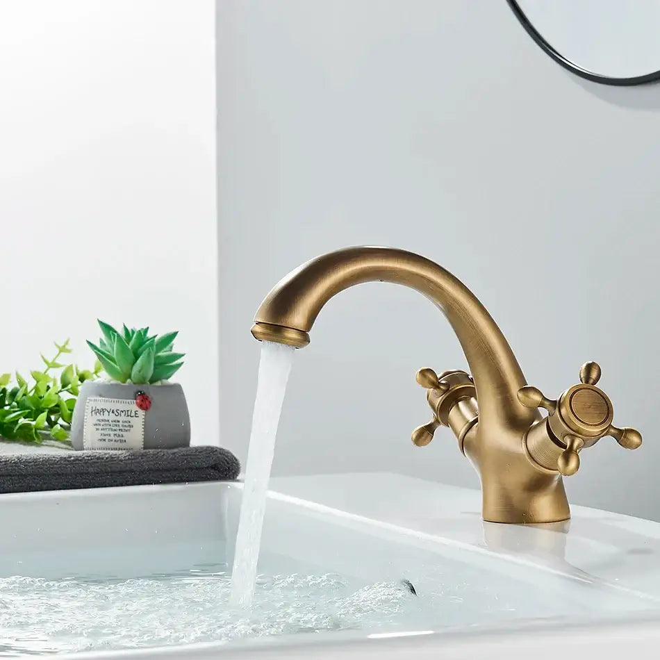 Antique Brass Cross Faucet