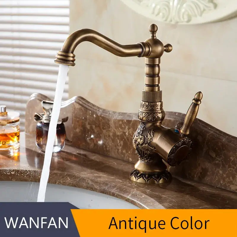 Antique Brass Floral Faucet