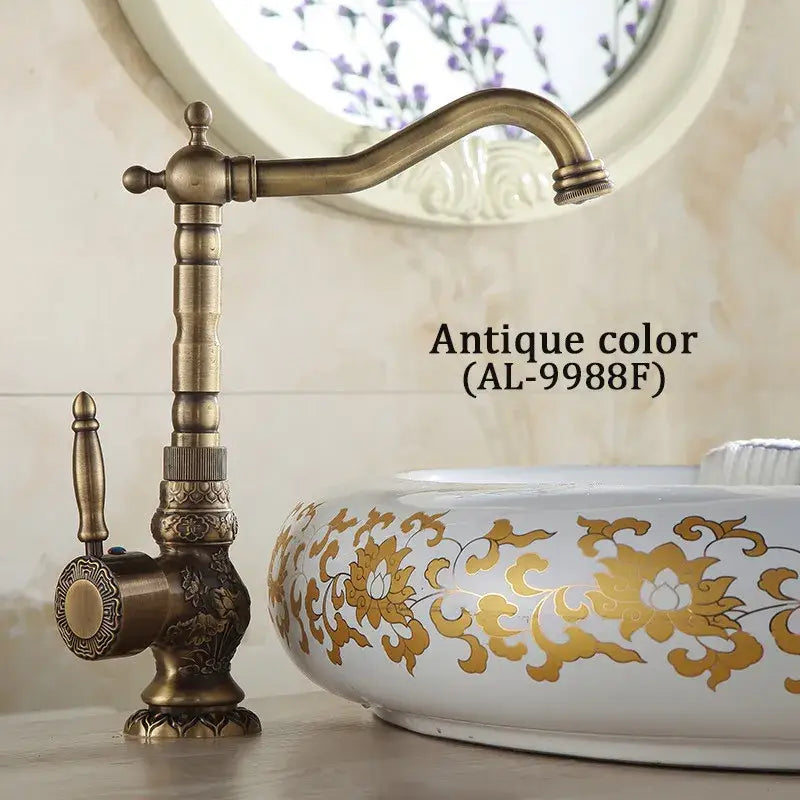 Antique Brass Floral Faucet