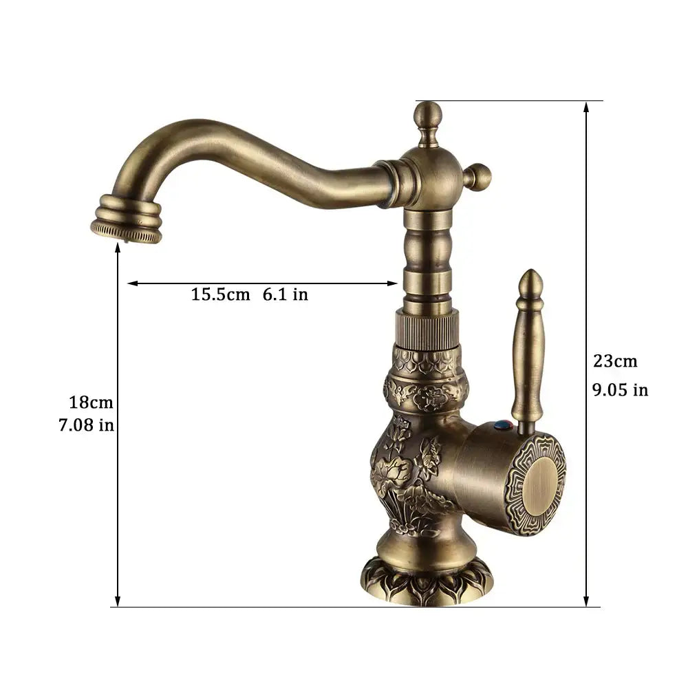 Antique Brass Floral Faucet