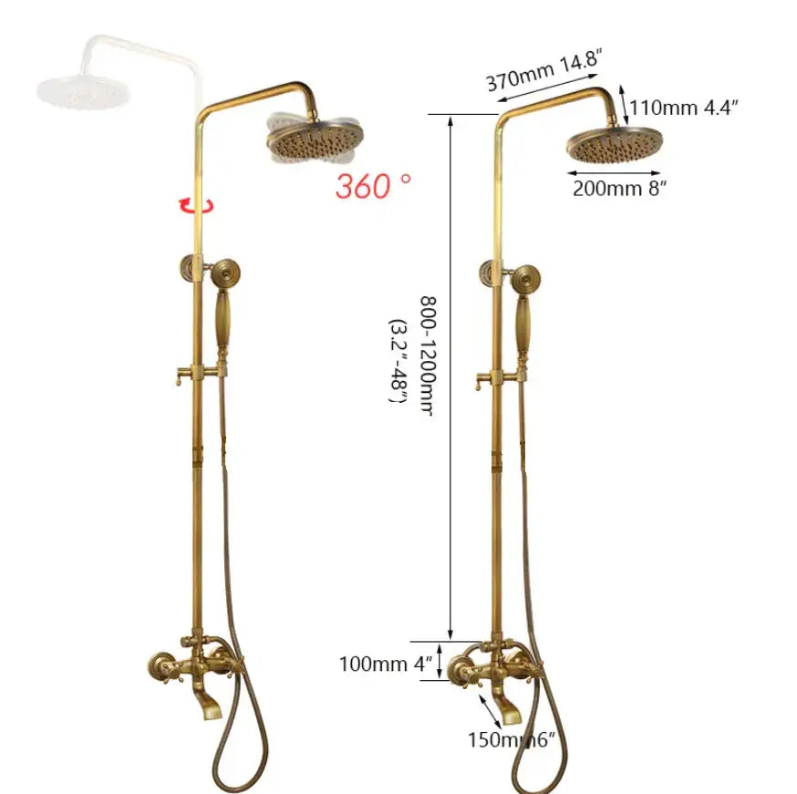 Antique Brass Shower Set