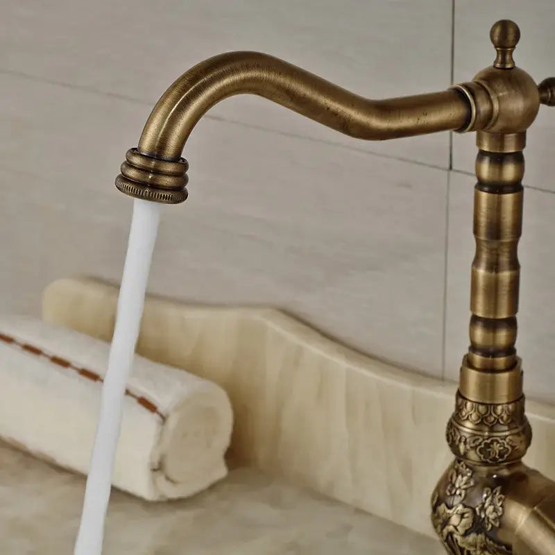 Antique Brass Ornate Bathroom Faucet