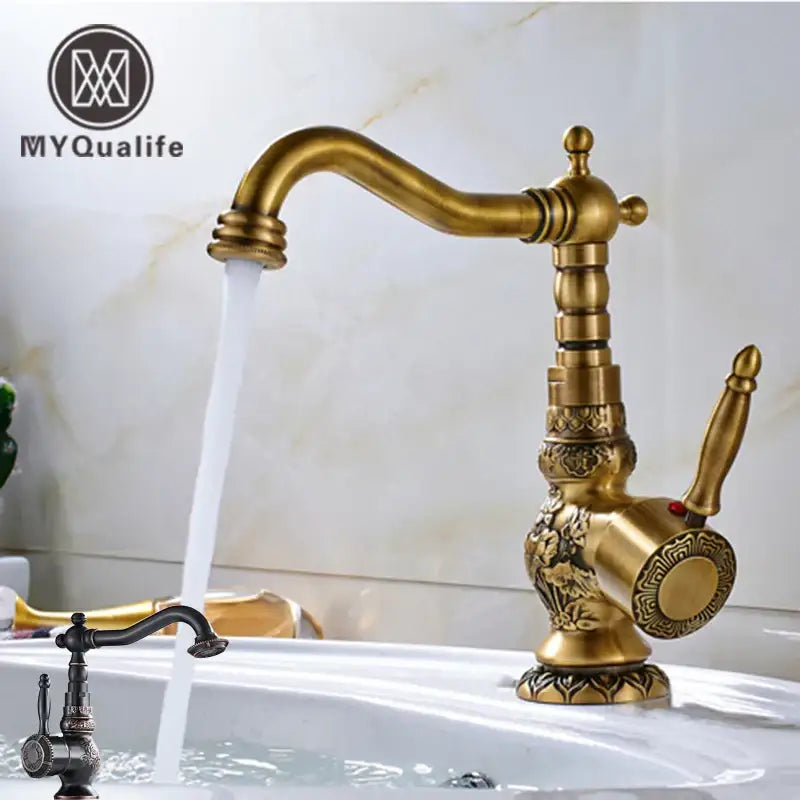 Antique Brass Ornate Bathroom Faucet