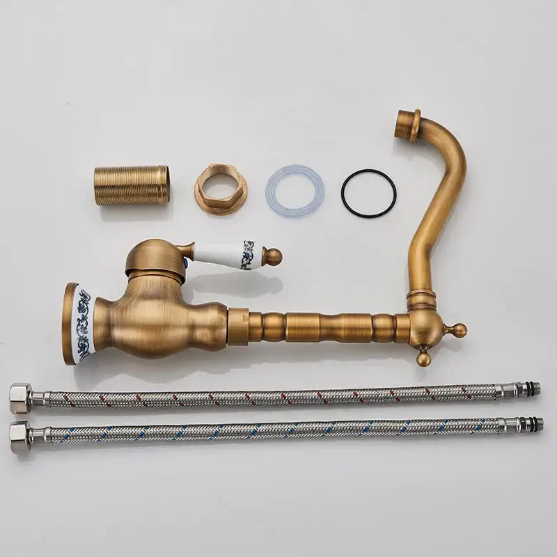 Brass Floral Kitchen Faucet