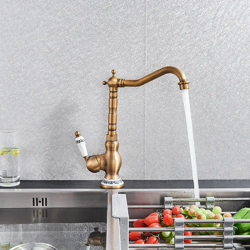 Brass Floral Kitchen Faucet
