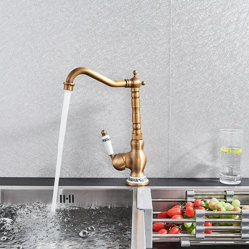 Brass Floral Kitchen Faucet