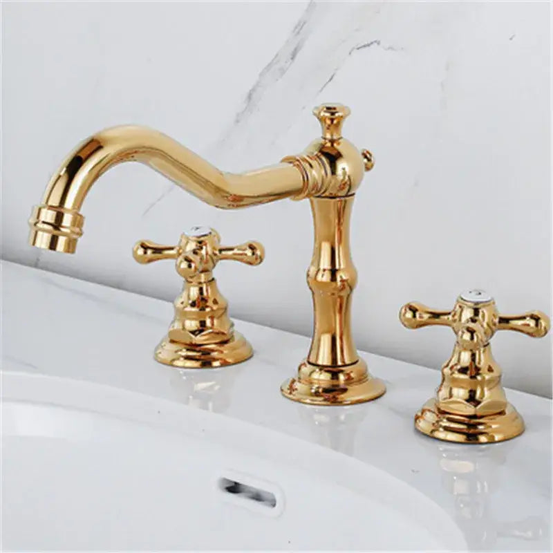 Antique Brass Ornate Cross Faucet