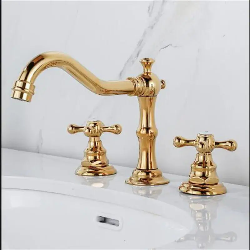 Antique Brass Ornate Cross Faucet
