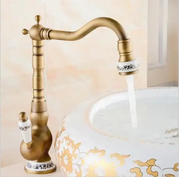 Brass Floral Basin Faucet