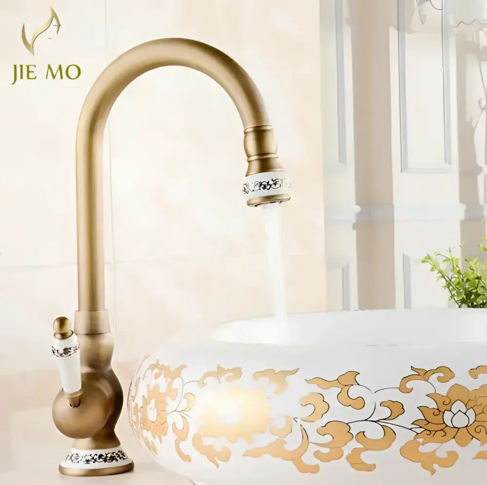 Brass Floral Basin Faucet