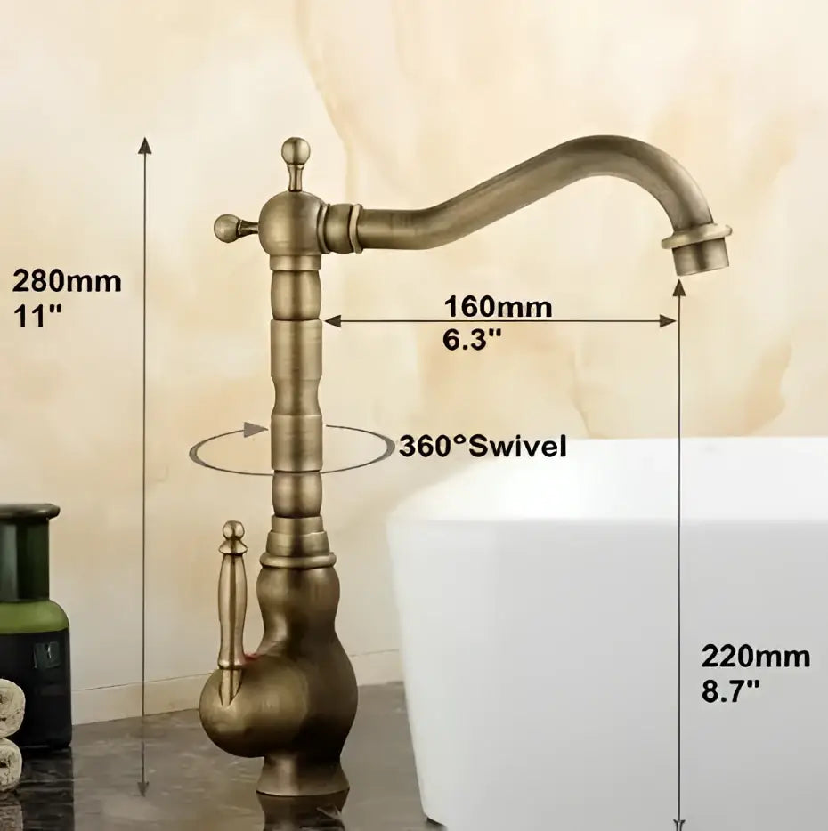 Brass Floral Basin Faucet