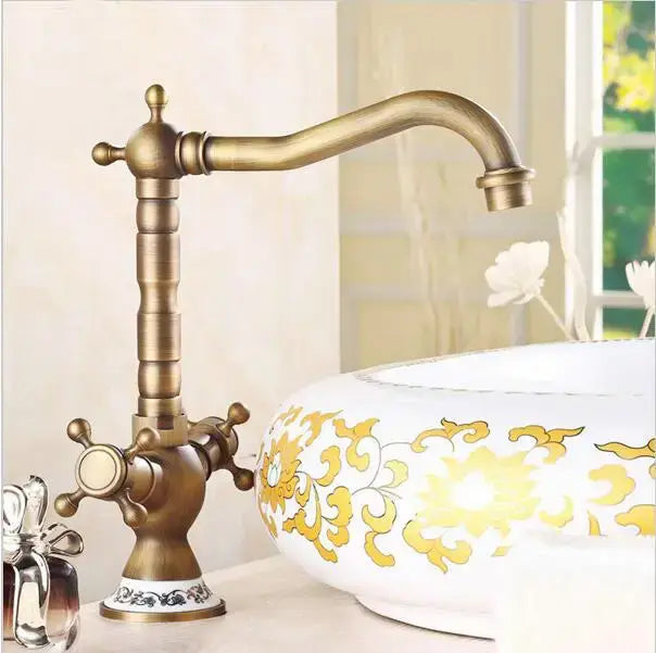 Brass Floral Basin Faucet