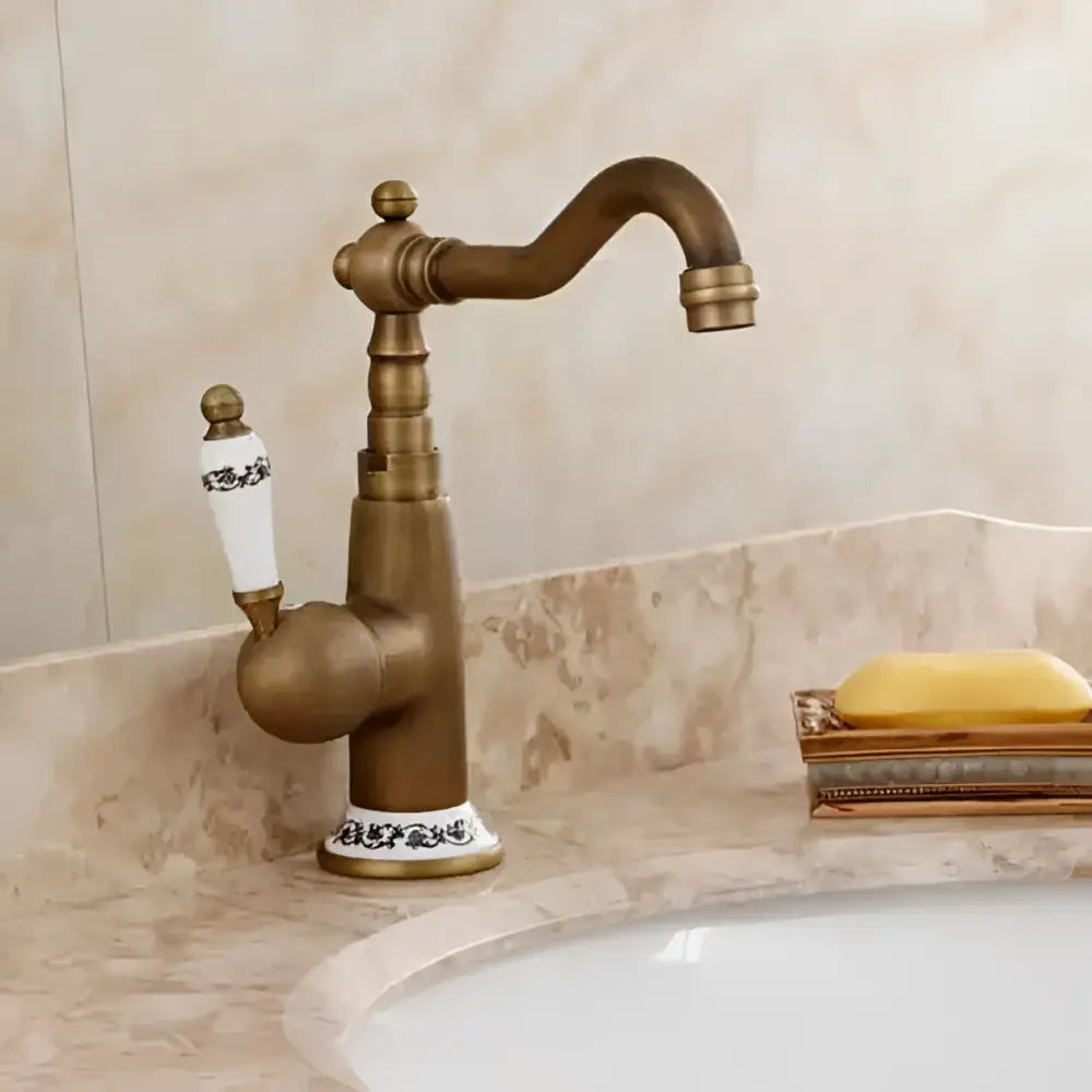 Brass Floral Basin Faucet