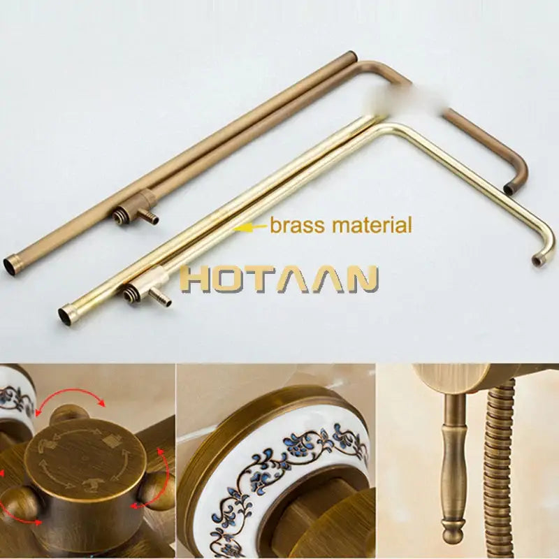 Brass Faucet Set Porcelain Knobs
