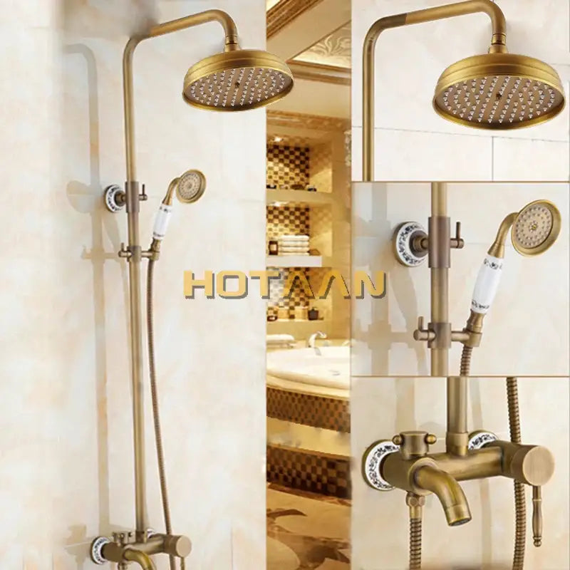 Brass Faucet Set Porcelain Knobs
