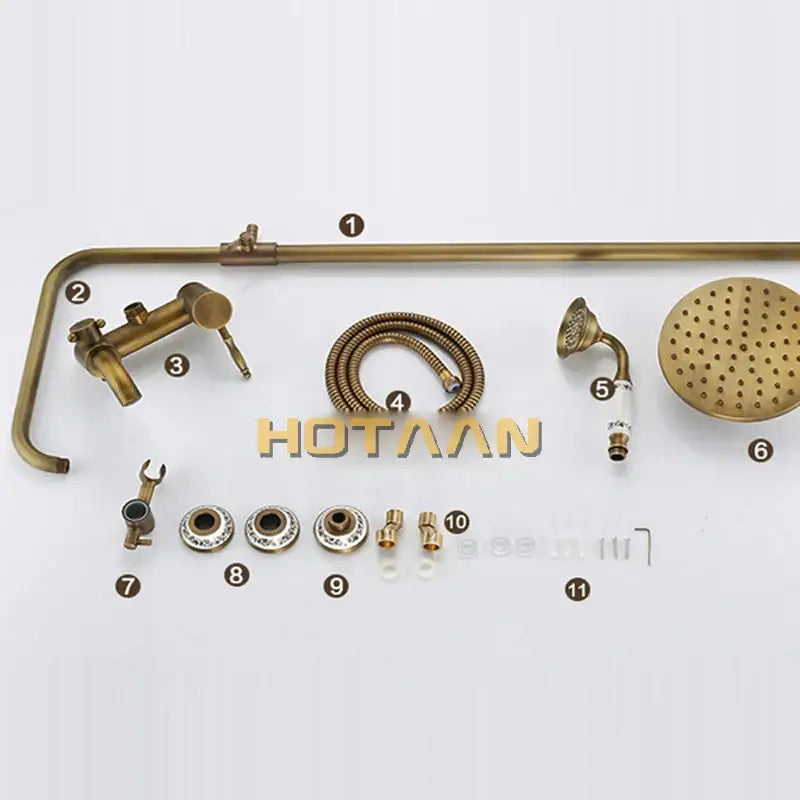 Brass Faucet Set Porcelain Knobs