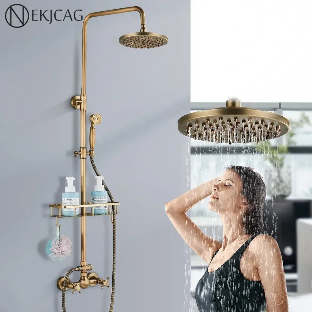 Brass Rainfall Shower Head with Shelf