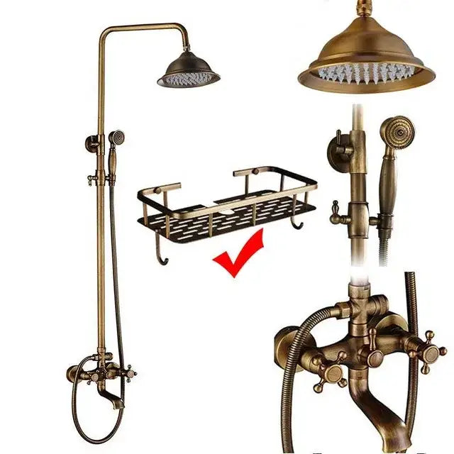 Brass Rainfall Shower Head with Shelf