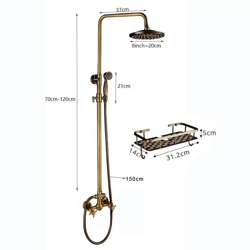 Brass Rainfall Shower Head with Shelf