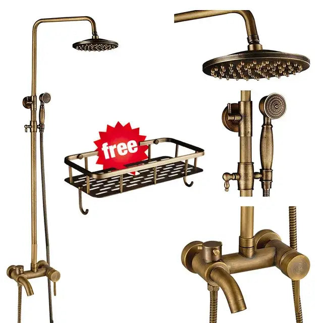 Brass Rainfall Shower Head with Shelf