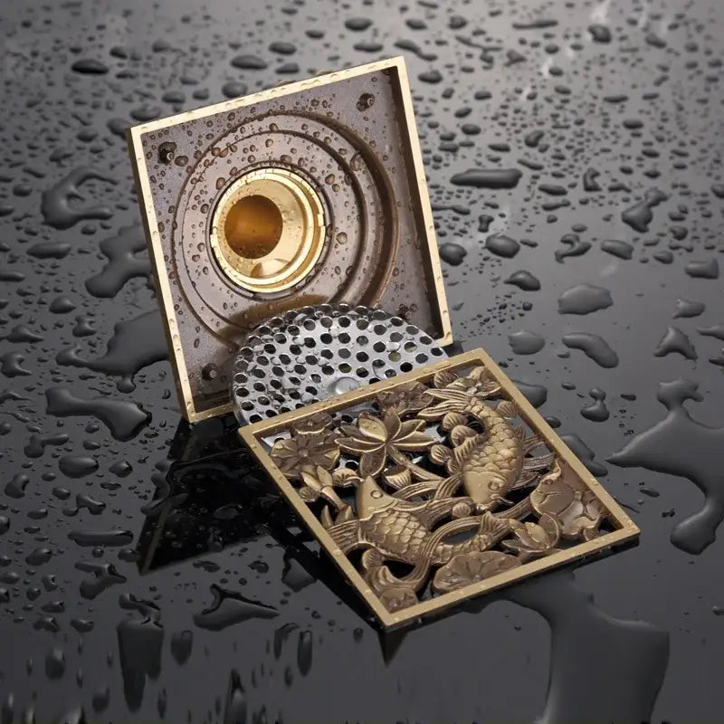 Brass Square Floor Drain 10x10cm