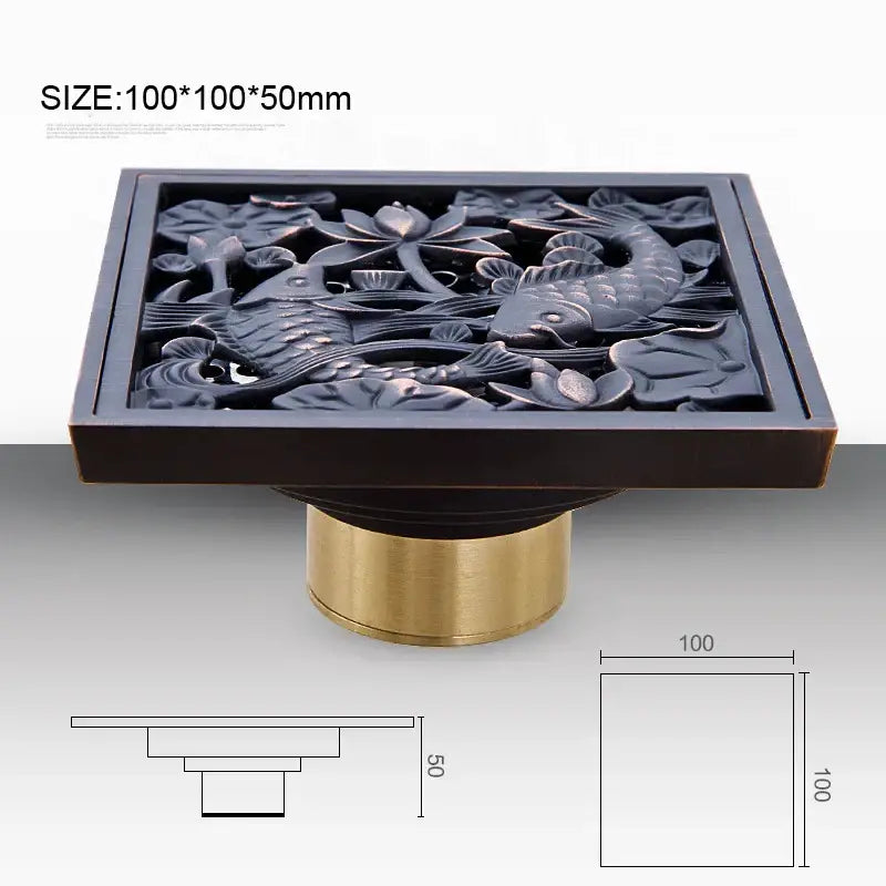 Brass Square Floor Drain 10x10cm