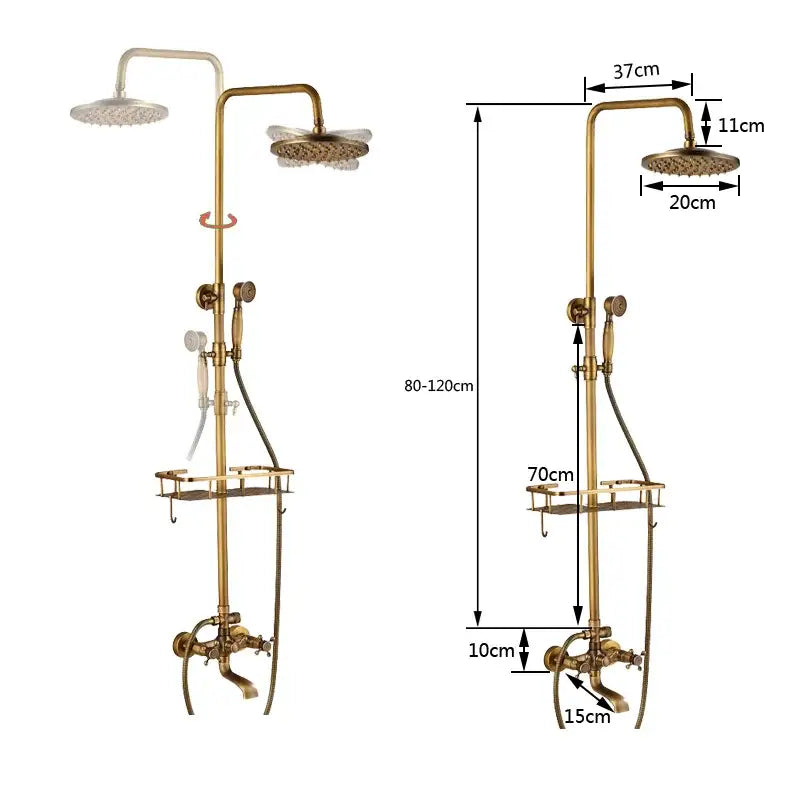 Antique Brass Wall Mount Shower Faucet