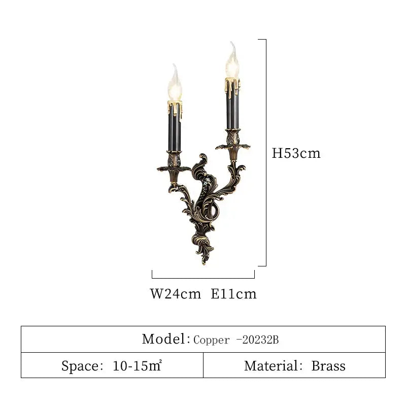 Antique Brass French Triple-Light Sconce