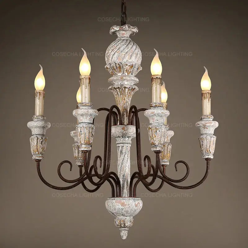 Wooden Chandelier Rustic French Dining Room Light