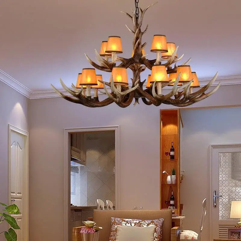 Antler Black Shade Chandelier