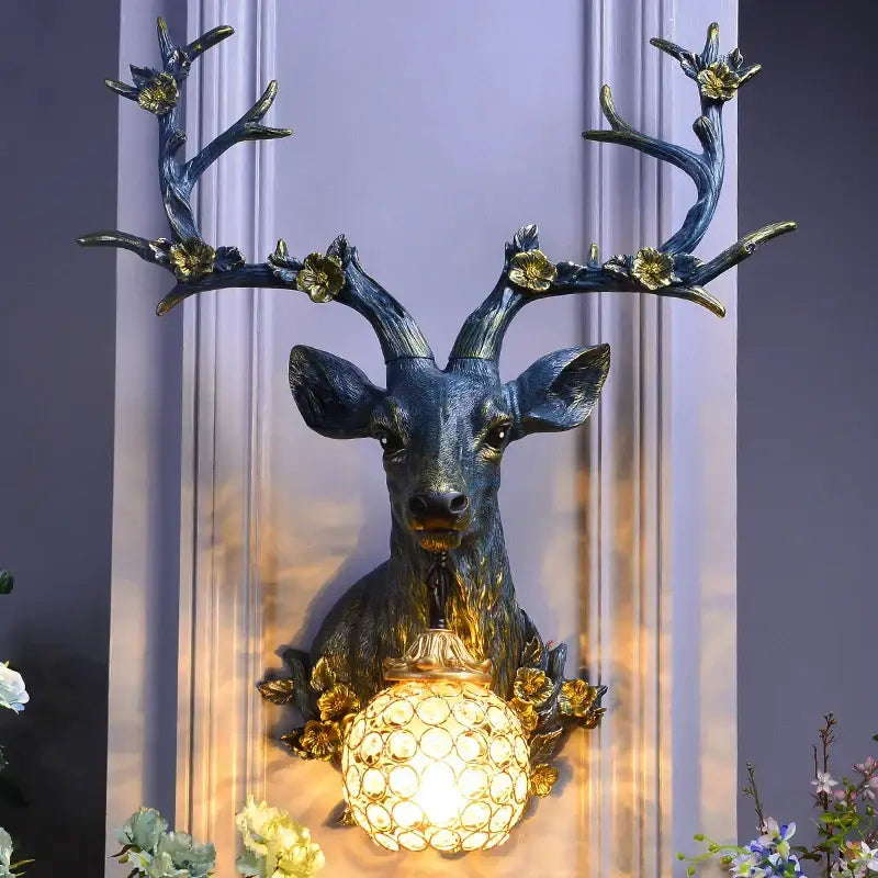 Bronze Antler Crystal Lamp