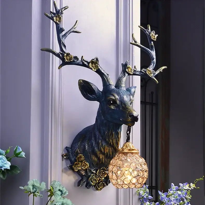 Bronze Antler Crystal Lamp