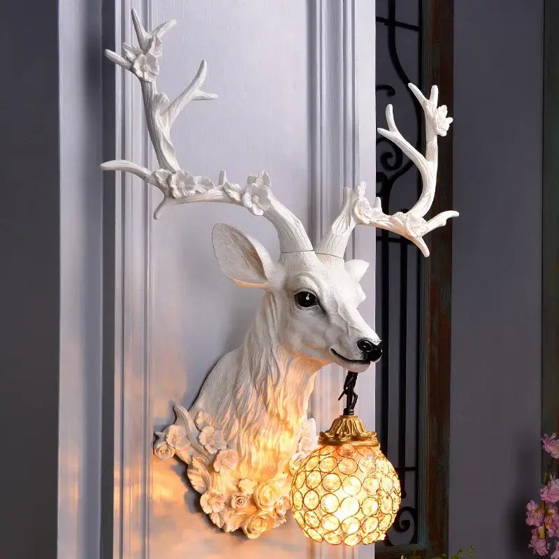 Bronze Antler Crystal Lamp