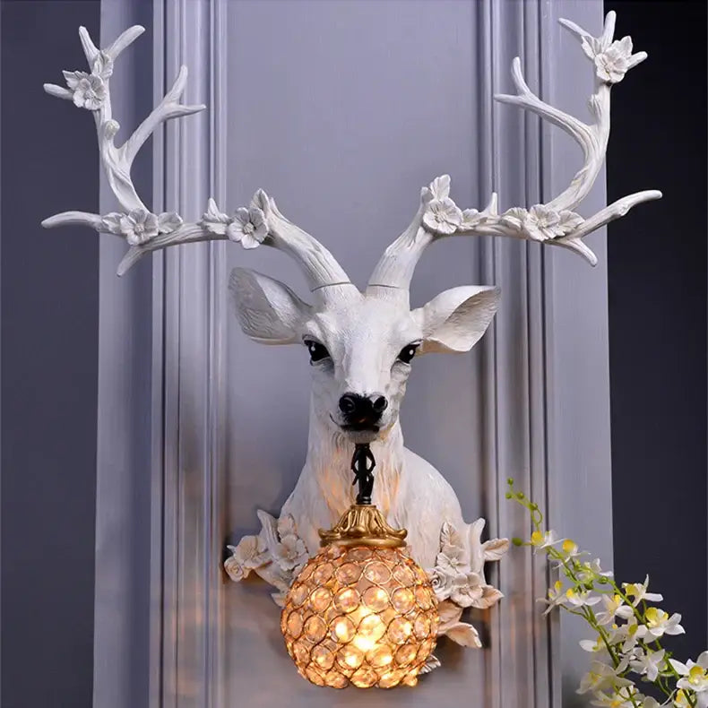 Bronze Antler Crystal Lamp