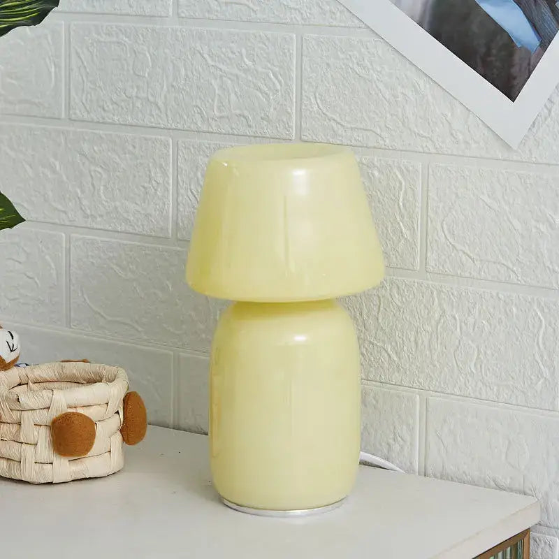 White Mushroom Glass Lamp