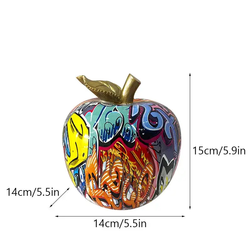 Resin Graffiti Apple Figurine