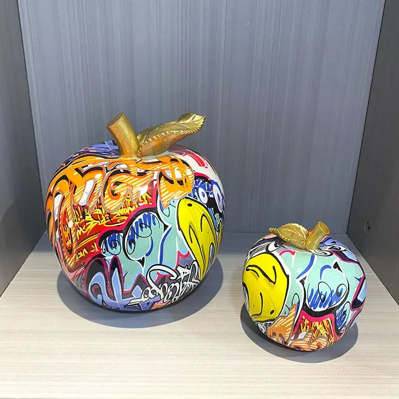 Resin Graffiti Apple Figurine
