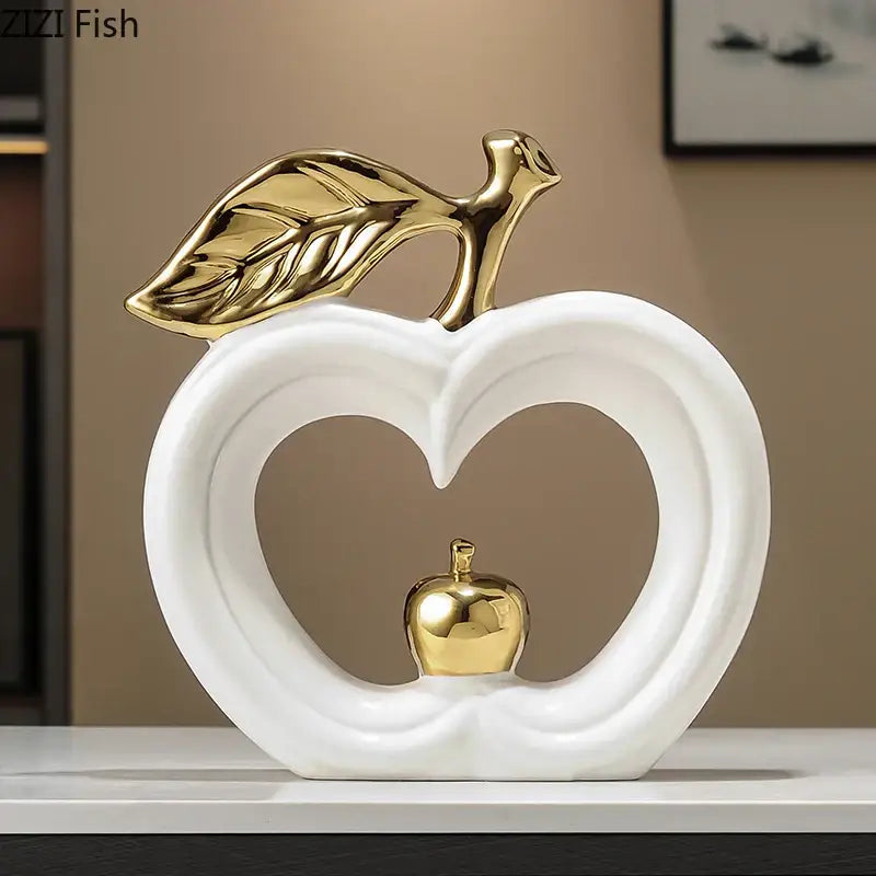 Gold Ceramic Apple Sculpture Large