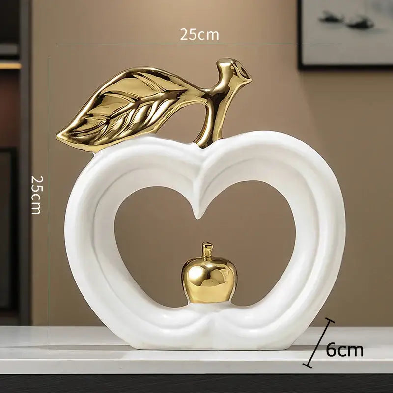 Gold Ceramic Apple Sculpture Large