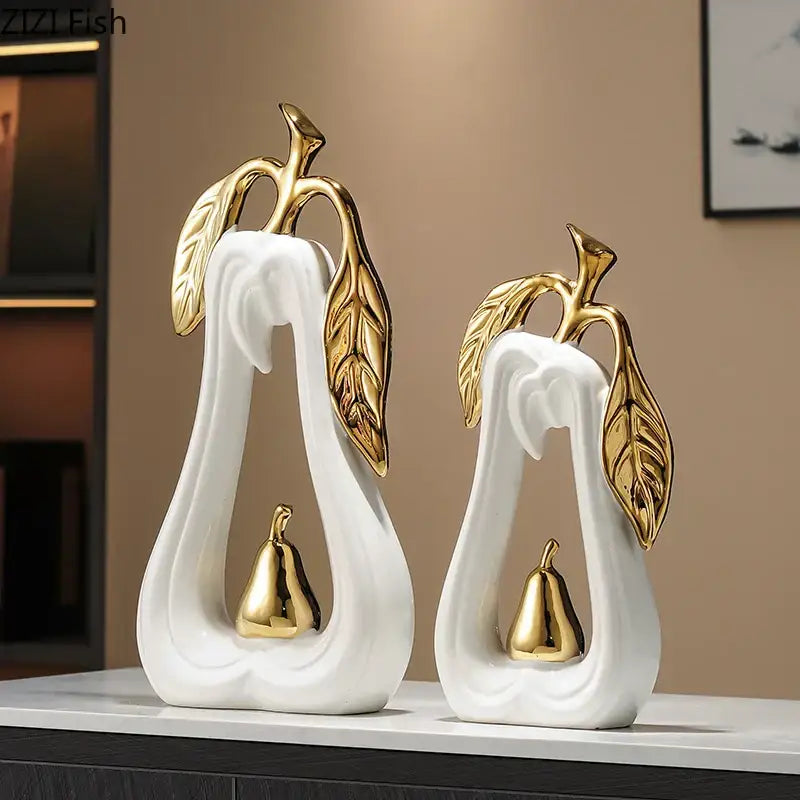 Gold Ceramic Apple Sculpture Large