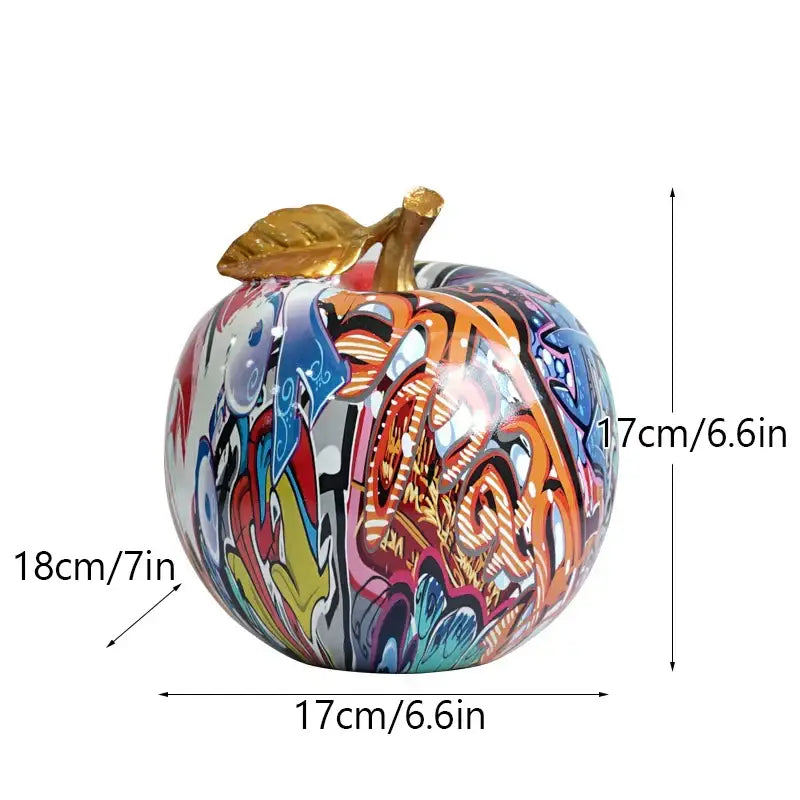 Graffiti Apple Resin Sculpture