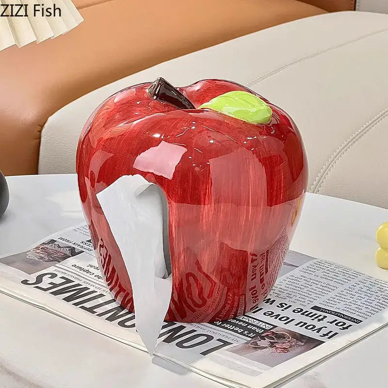 Red Apple Ceramic Tissue Box